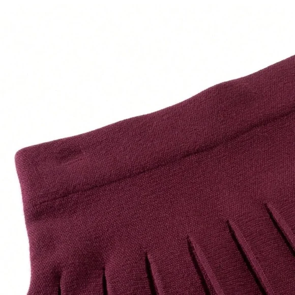 Burgundy / gray / brown knit sweater pleated mini skirt - Picture 5 of 6